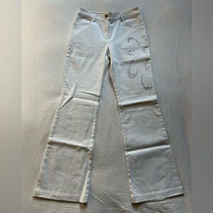 🩵Le Copain Y2K White Bootcut Jeans with Sparkly Rhinestone Design